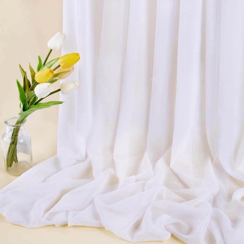 QueenDream 5 Pieces 10Ft Spring Table Runner White Chiffon Table Runners Sheer Wedding Arch Overlay Fabric for Birthday Bridal Party Decorations - Image 5